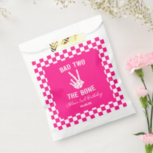 Pink Bad Two The Bone Skeleton 2nd Birthday Party Favour Bag