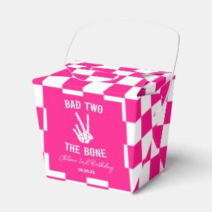 Pink Bad Two The Bone Skeleton 2nd Birthday Party Favour Box