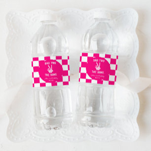 Pink Bad Two The Bone Skeleton 2nd Birthday Party Water Bottle Label