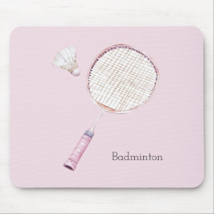 Pink Badminton Sports Mouse Pad