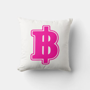 PINK BAHT SIGN ฿ Thai Money Currency ฿ Cushion