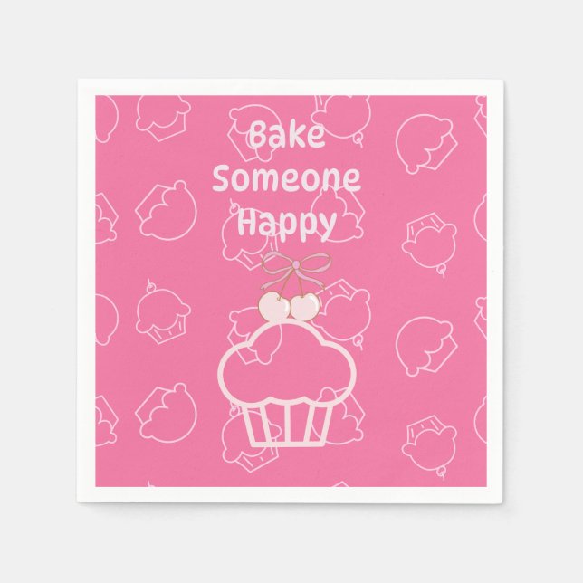 Pink bake happy napkin (Front)