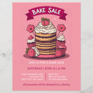 Pink Bake Sale Invitation Flyer