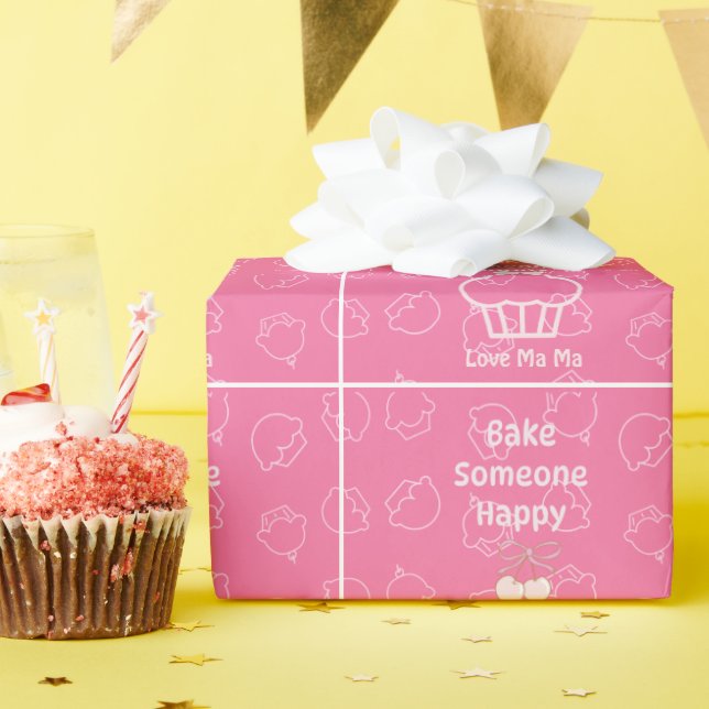 Pink bake someone happy  wrapping paper (Birthday Party)