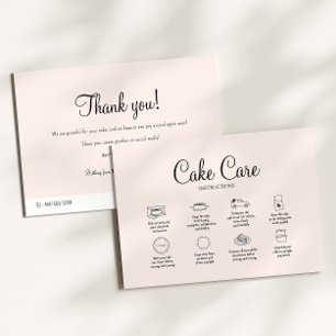 Pink Bakery Cake Care Instruction Card