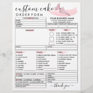 Pink Bakery Cake Order Form Flyer