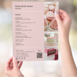 Pink Bakery Menu with Photos & QR Code