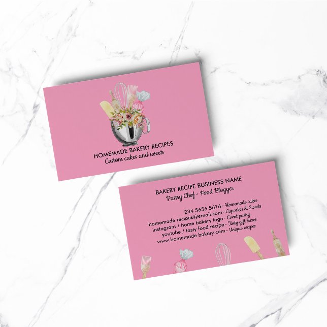 Pink Bakery pastry hand tools chef cook Business Card (Pink Bakery pastry hand tools chef cook Business Card)