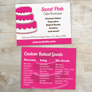 Pink Bakery Postcard with Back Menu Flavours Cakes