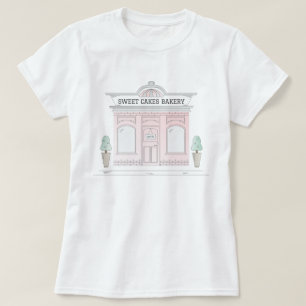 Pink Bakery Shop Illustrated Cafe T-Shirt