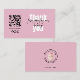 Pink Bakery Thank You Card Cupcake Design