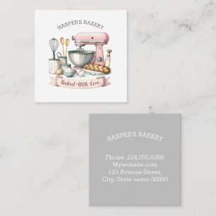 Pink Baking Mixer Square Business Card