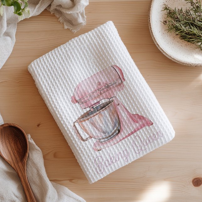 Pink Baking Queen Stand Mixer Tea Towel (Pink Baking Queen Kitchen Towel)