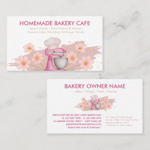 Pink Baking Utensils Bakery Baker Business Card