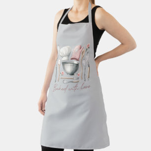 Pink Baking With Love Quote  Apron