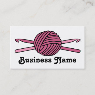 Pink Ball of Yarn & Crochet Hooks Business Card