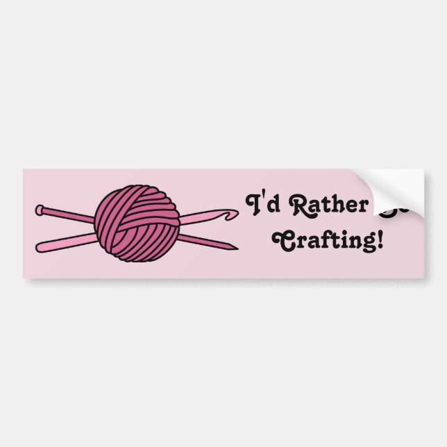 Pink Ball of Yarn (Knit & Crochet) Bumper Sticker (Front)