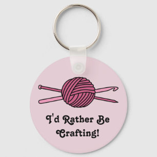 Pink Ball of Yarn (Knit & Crochet) Key Ring