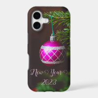 Pink ball on Christmas monogram tote bag