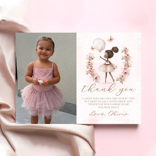 Pink Ballerina Ballet Birthday Photo Thank You Card
