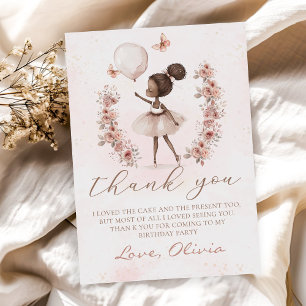 Pink Ballerina Ballet Birthday Thank You Card