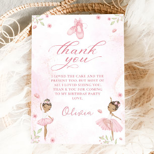 Pink Ballerina Ballet Birthday Thank You Card