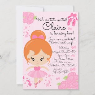 Pink Ballerina Ballet Tutu Birthday Invitation