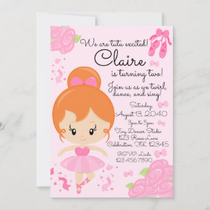 Pink Ballerina Ballet Tutu Birthday Invitation