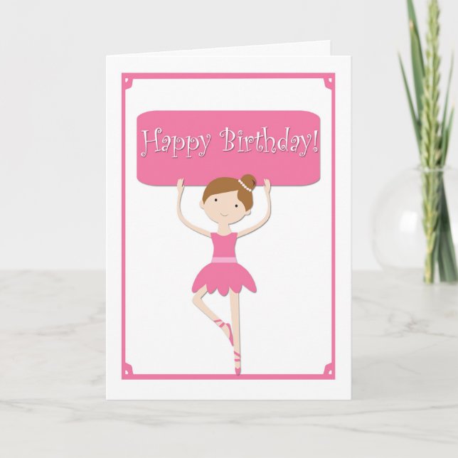 Pink Ballerina Birthday Card (Front)