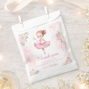 Pink ballerina birthday girl thank you favour bags