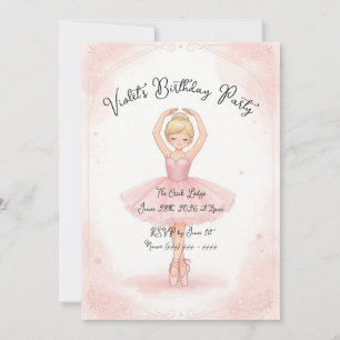 Pink Ballerina Birthday Invitation