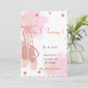 PINK BALLERINA BIRTHDAY INVITATION FOR GIRLS