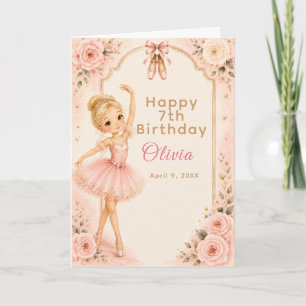 Pink Ballerina Birthday Party Card
