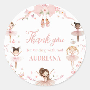 Pink Ballerina Birthday Party Classic Round Sticker