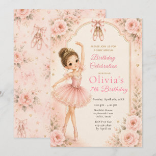 Pink Ballerina Birthday Party  Invitation