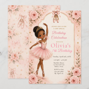 Pink Ballerina Birthday Party  Invitation
