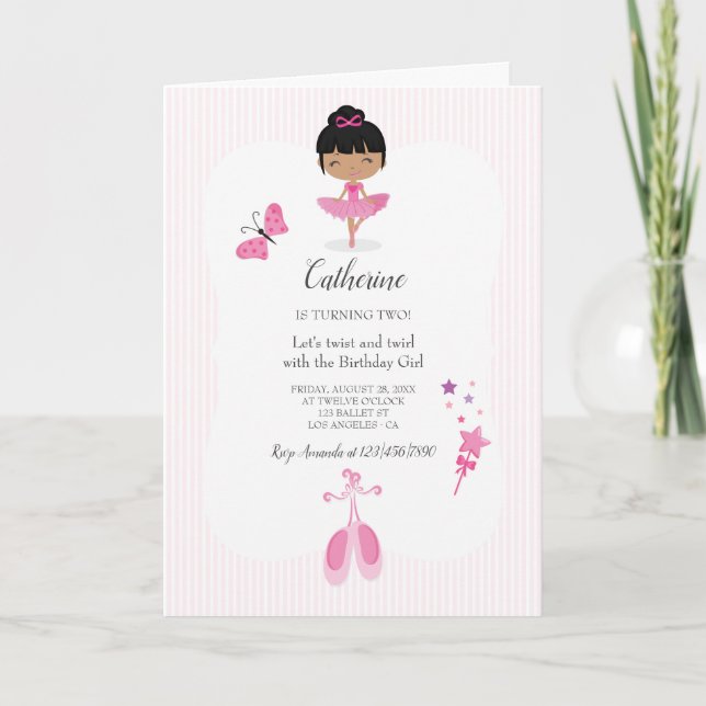 Pink Ballerina Birthday Party Invitation (Front)