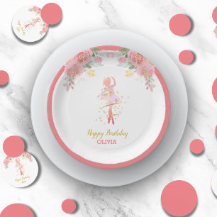 Pink Ballerina Birthday Party Shower Custom Paper Plate