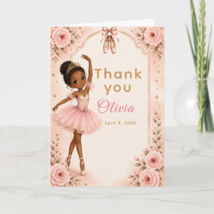 Pink Ballerina Birthday Party Thank You Card