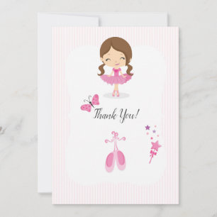 Pink Ballerina Birthday Party Thank You Card