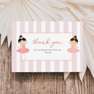 Pink Ballerina Birthday Thank You Card