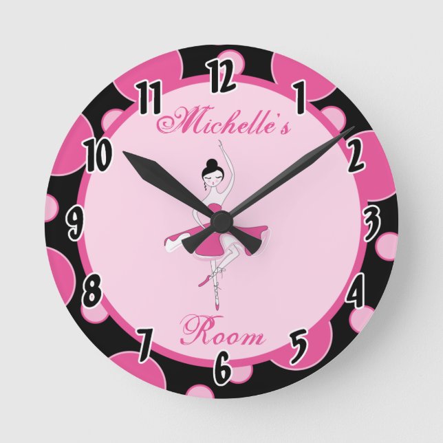 Pink Ballerina Dance Ballet Personalised Clock (Front)