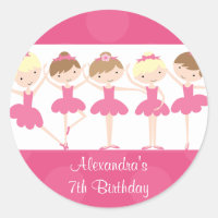 Pink Ballerina Dance Birthday Party Sticker