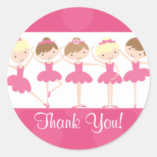 Pink Ballerina Dance Birthday Thank You Sticker