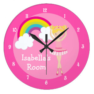 Pink Ballerina Dancer Blonde Girl Custom Large Clock