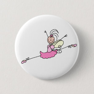 Pink Ballerina Dancing Button