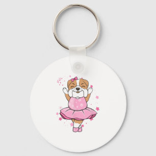 Pink Ballerina English Bulldog Dog Ballett In Tutu Key Ring