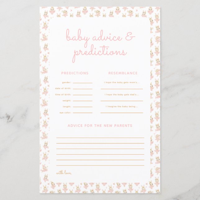 Pink Ballerina Family Traditions & Prediction Game (Front)