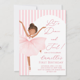 Pink Ballerina Girl birthday Invitation