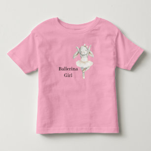 Pink Ballerina Girl Bunny in Tutu Toddler T-Shirt